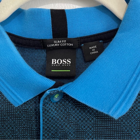 BOSS Hugo Boss Men’s Polo Shirt Slim Fit Luxury Cotton Short Sleeve Blue Size M - Picture 4 of 8